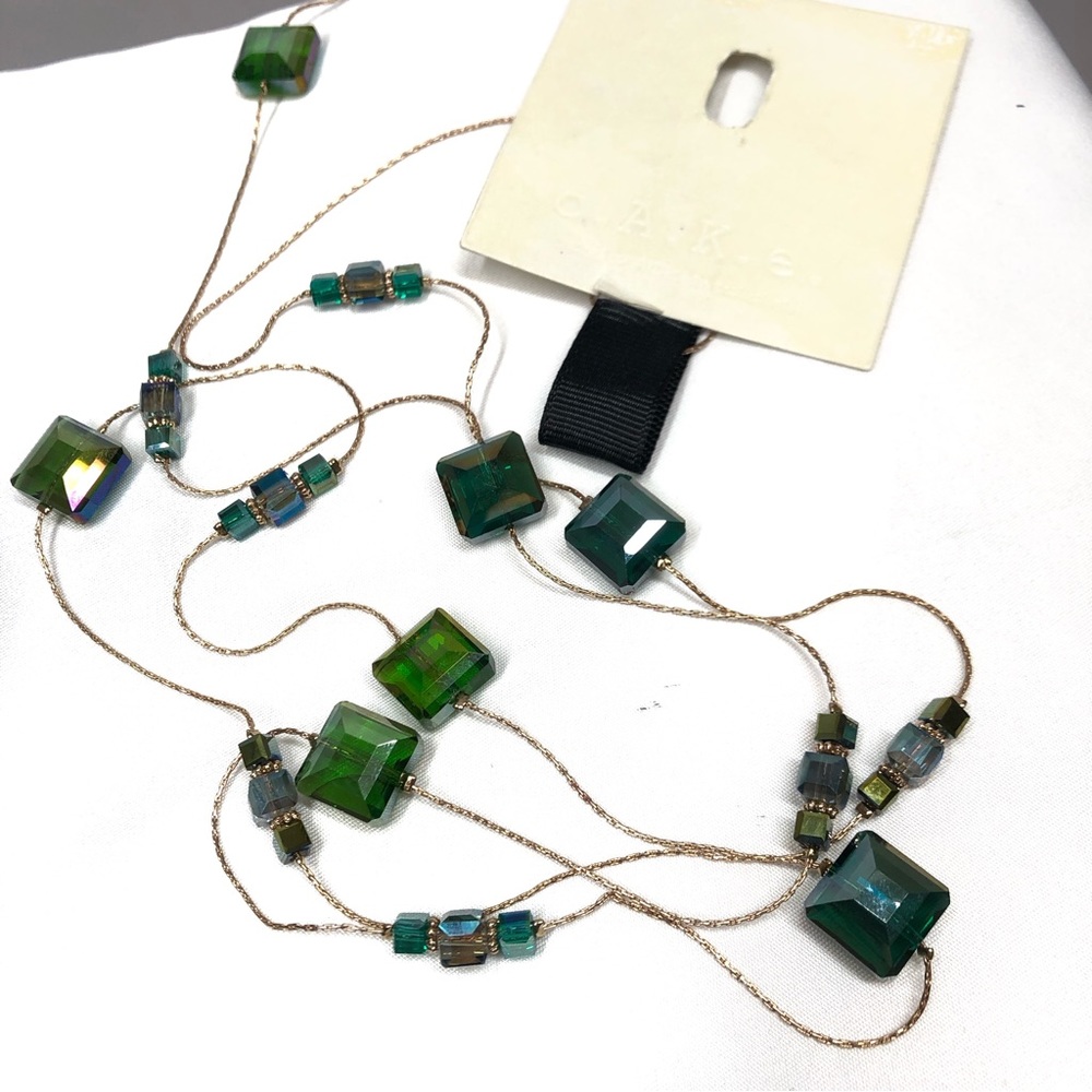 Cake Long Gold Chain Necklace Gemstone Glads Beads